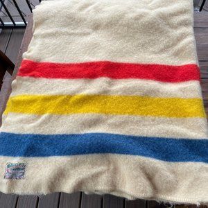 Vintage Orrlaskan 100% Wool Striped Orr Felt Co Blanket 73 x 66 Hudson Bay Piqua